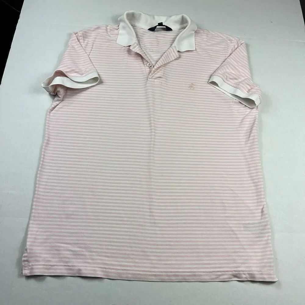 Brooks Brothers Mens Slim Fit Polo Shirt Striped Short Sleeve Preppy XL FLAW